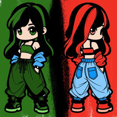 girl in crop top and baggy pants