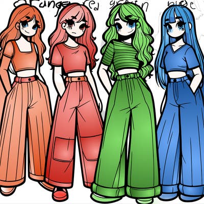 girls with wide pants and a croc top