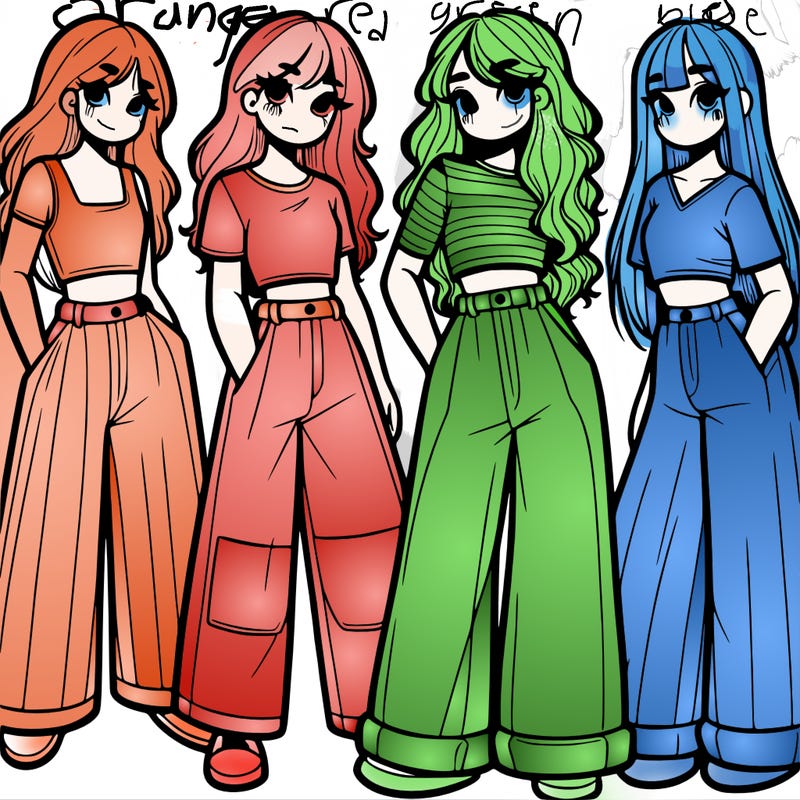 girls with wide pants and a croc top