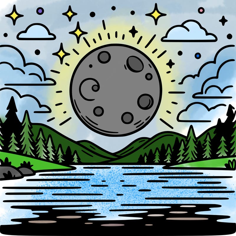 moonlight shining on a lake
