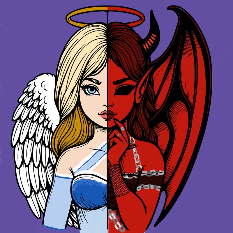 realistic angel half demon