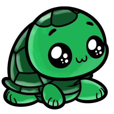 cute little animated turtle
