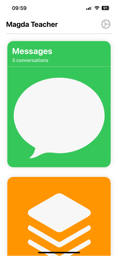 Jamf Teacher - Interface of the Jamf Teacher app featuring a Messages section and classroom management cards.