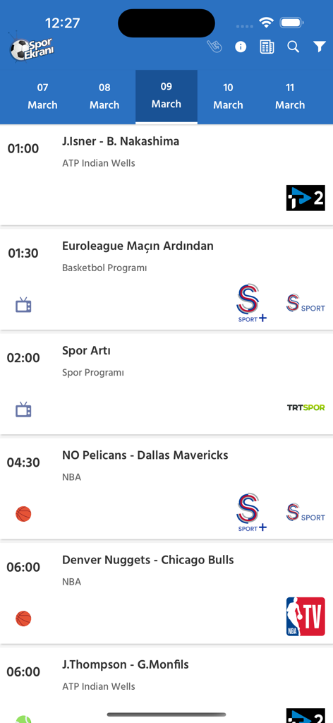 Spor Ekranı - Daily live sports broadcast schedule on Spor Ekranı app