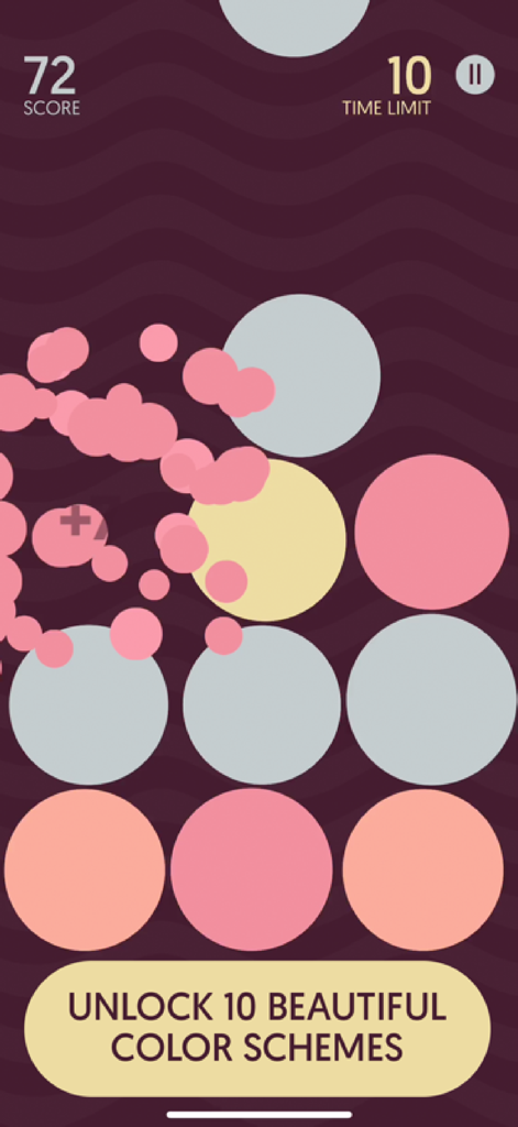 Dream Bubblez game screen showing colorful bubbles and unlockable color schemes