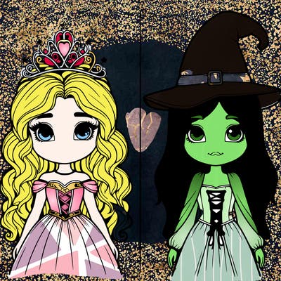 two realistic girls one princess one witch