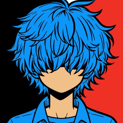 manga boy fluffy hair covering his eyes