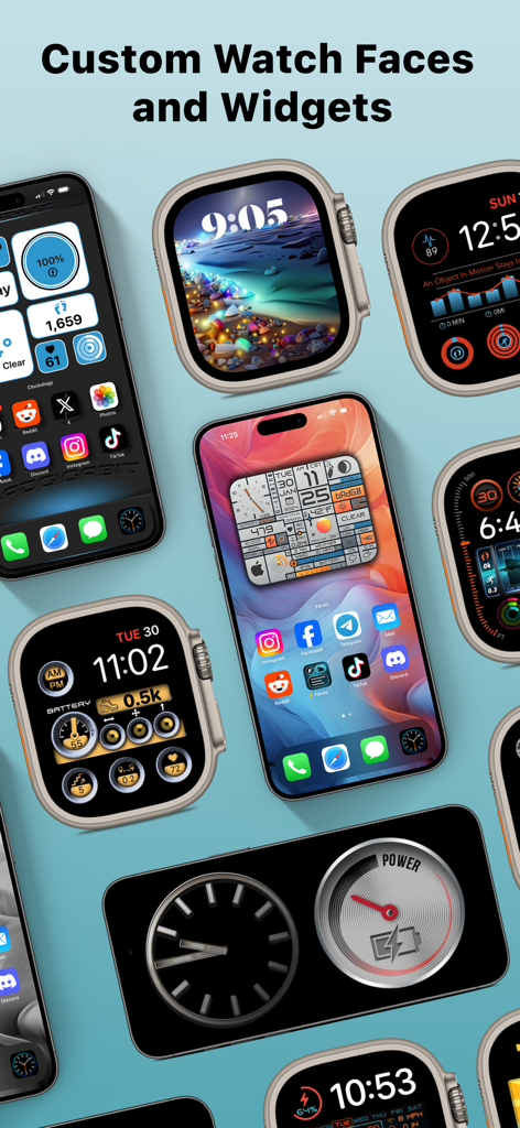 Custom Widgets by Clockology - Display of various custom watch faces and widgets for Apple Watch and iPhone