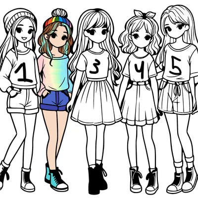 a group of five girls