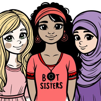 three sisters with a best sisters necklace