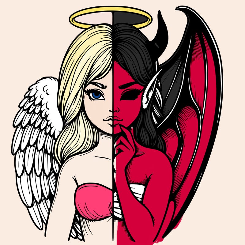 realistic angel half demon