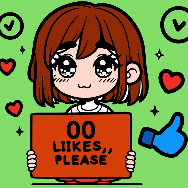 a girl with a sign saying 100 likes, please