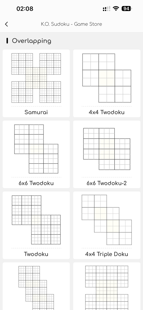 K.O. Sudoku Pro - A selection of overlapping Sudoku variants like Samurai and Twodoku in the game store