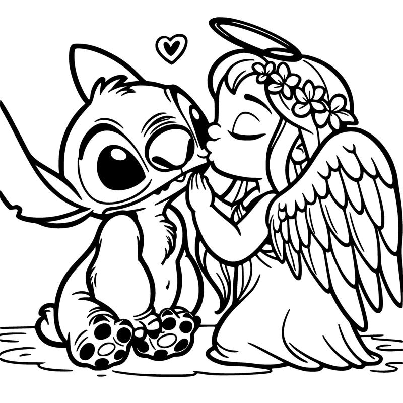 stitch kissing angel from lilo and stitch