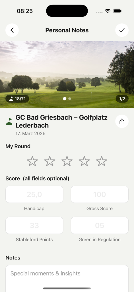 FAIRWAY 2 HOTEL - Notas pessoais e tela de pontuação para acompanhar partidas de golfe na Europa