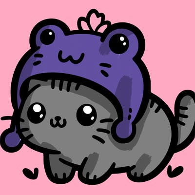 cute cat with frog hat