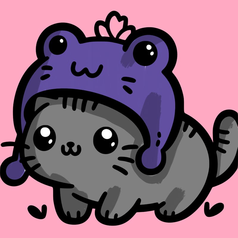 cute cat with frog hat