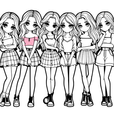 a group of girls realistic