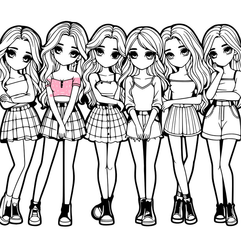 a group of girls realistic