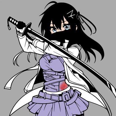 anime girl with sword in cool pose