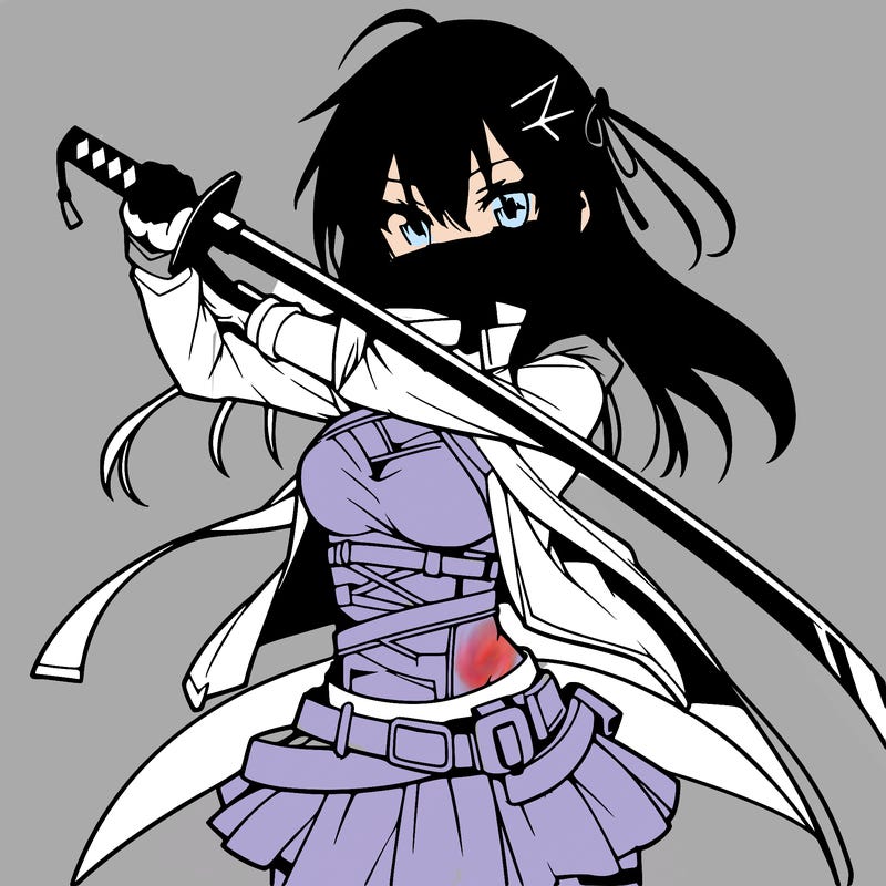 anime girl with sword in cool pose