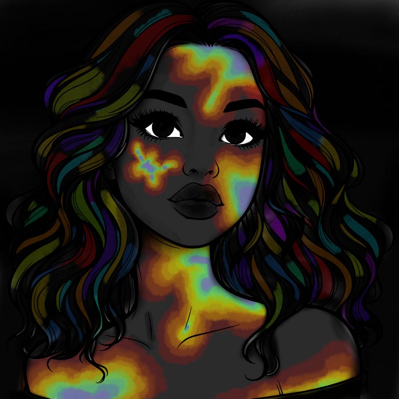 realistic girl with wavy hair and lips