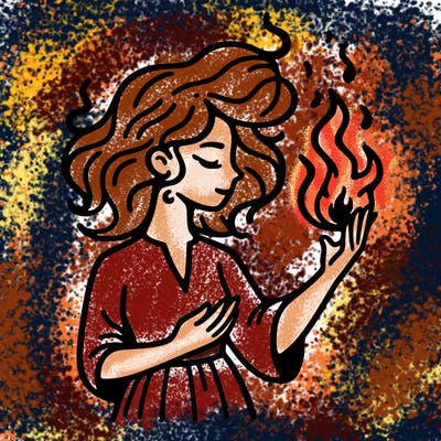 woman with fire