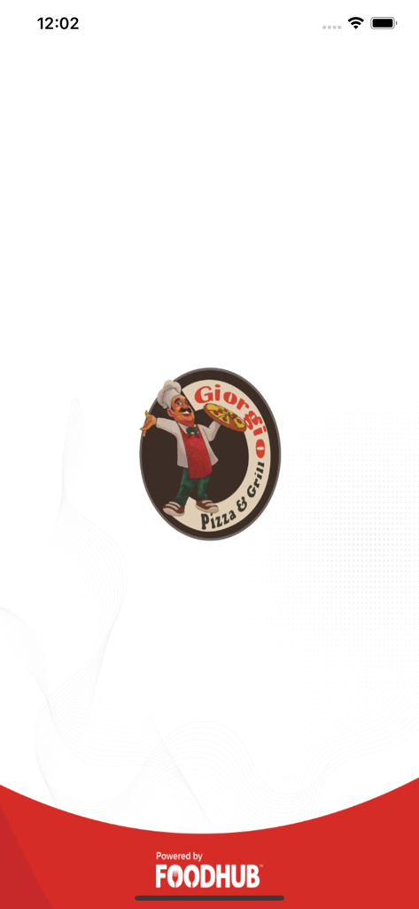 Pizza Giorgio - Pizza Giorgio app splash screen featuring the restaurant logo and Foodhub branding