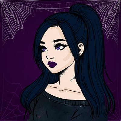 realistic girl with a high ponytail