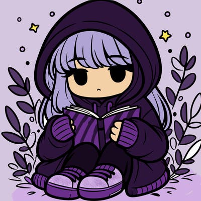 girl in oversized hoodie reading a book
