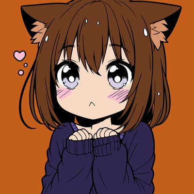 shy anime catgirl