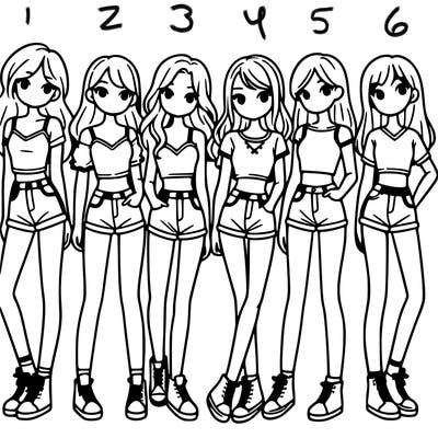a group of girls wearing crop tops and shorts