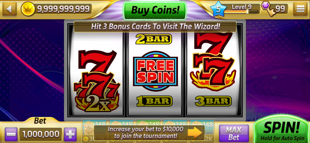 Classic Slots Casino - Pantalla de juego de una tragamonedas de 3 rodillos de Classic Slots Casino