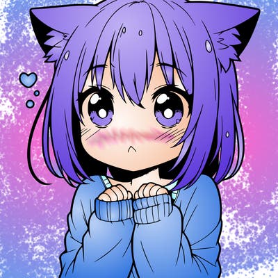 shy anime catgirl