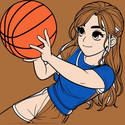 realistic girl playing basketball