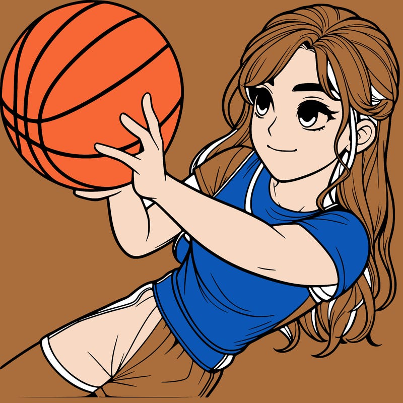 realistic girl playing basketball