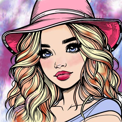 realistic girl with hat