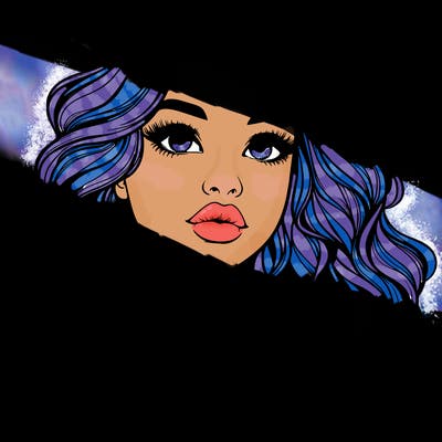 realistic girl with wavy hair and lips