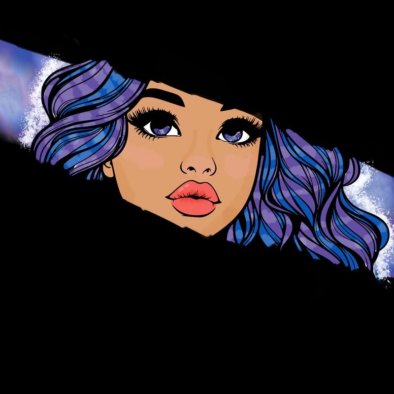 realistic girl with wavy hair and lips