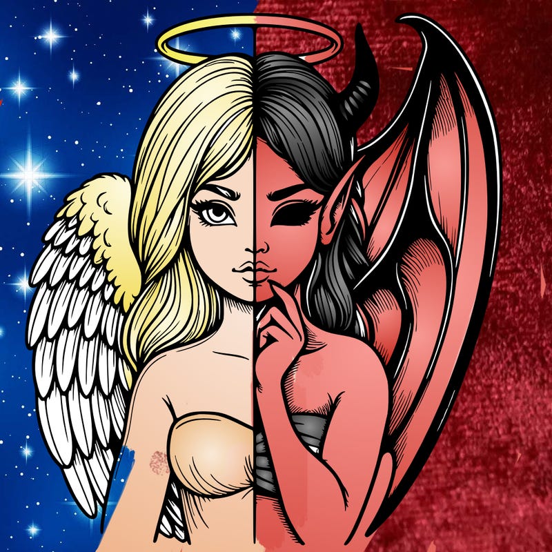 realistic angel half demon