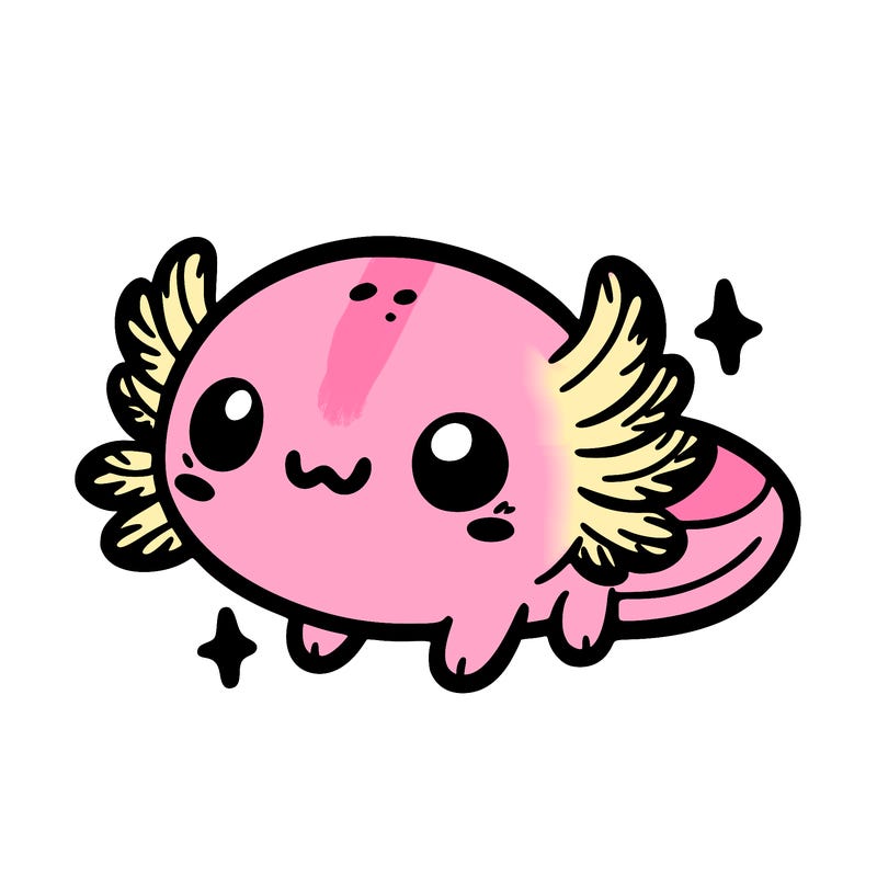cute easy baby axolotl