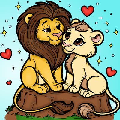 lion and lioness inlove