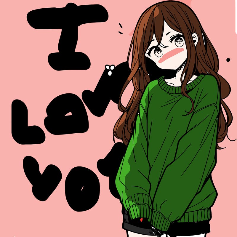 manga teen girl  in a sweater and baggy pants