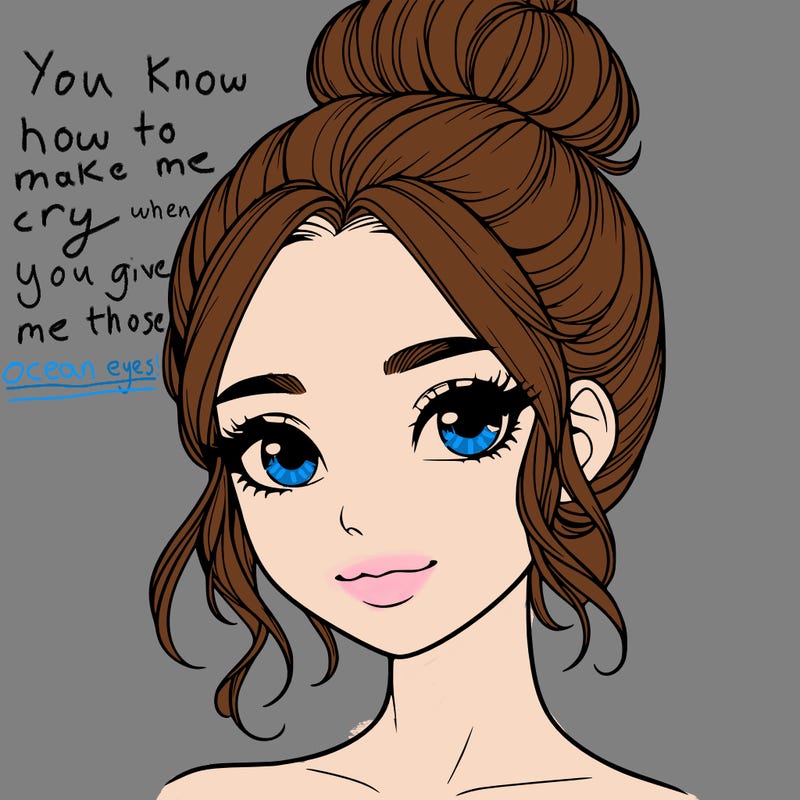 realistic pretty girl with hair in bun