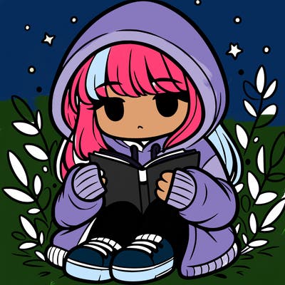 girl in oversized hoodie reading a book