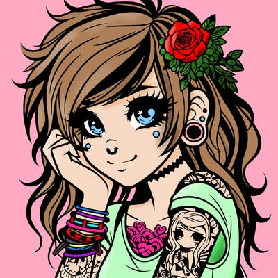 beautiful emo girl with tattoos
