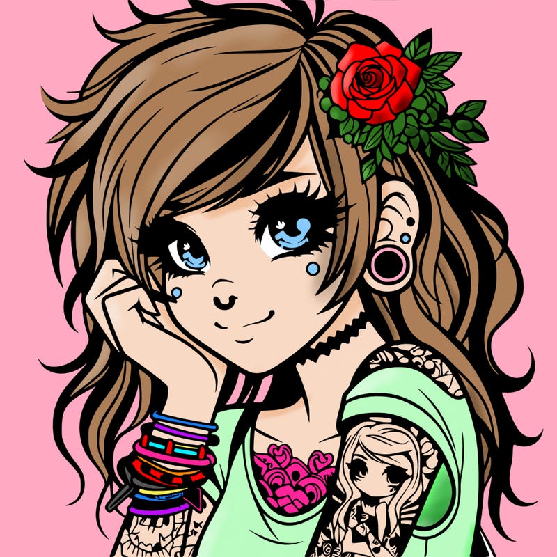 beautiful emo girl with tattoos