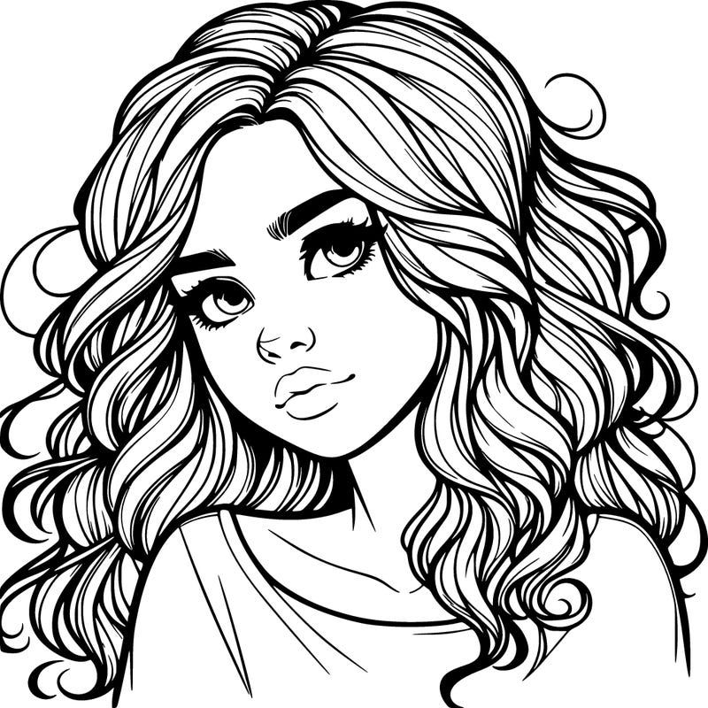 realistic girl with wavy hair on her hair