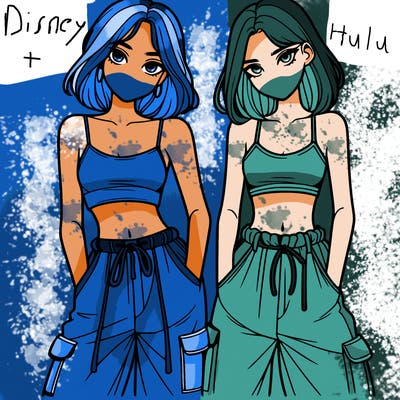 two girls with crop top with baggy pants