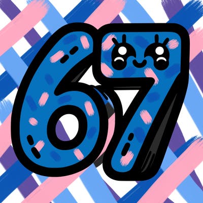 the numbers 67